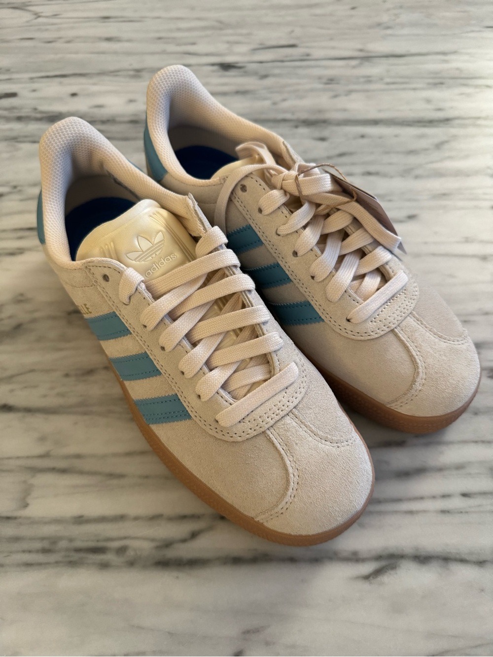 Adidas Suede Sneakers with Light Blue Stripes